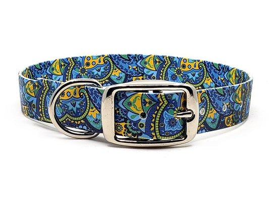 Blue/Green Paisley No-Stink Waterproof Collar