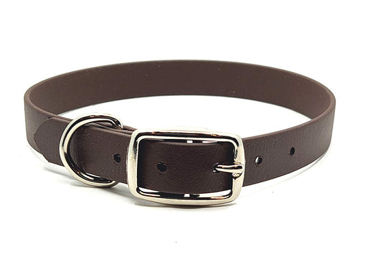 LEATHER BROWN Biothane No-Stink Waterproof Collar