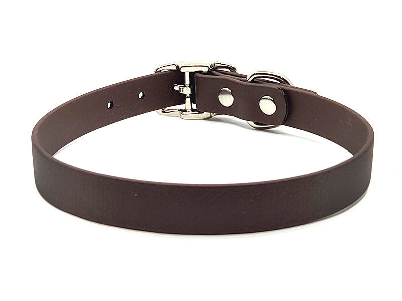 LEATHER BROWN Biothane No-Stink Waterproof Collar
