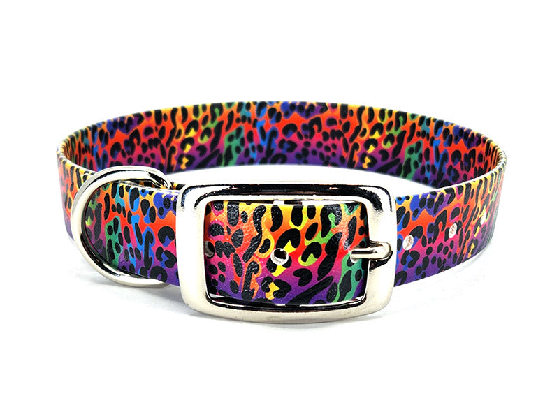 Rainbow Leopard No-Stink Waterproof Collar