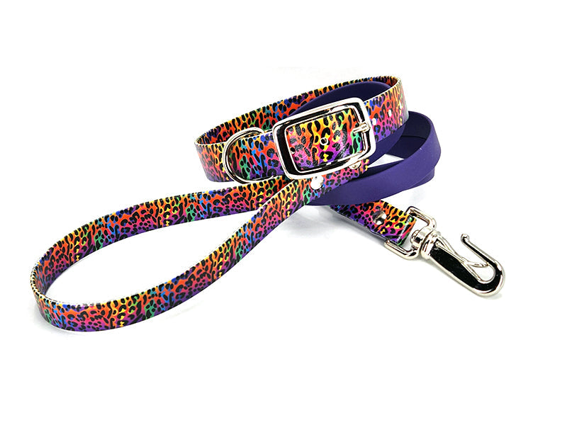 Rainbow Leopard No-Stink Waterproof Collar