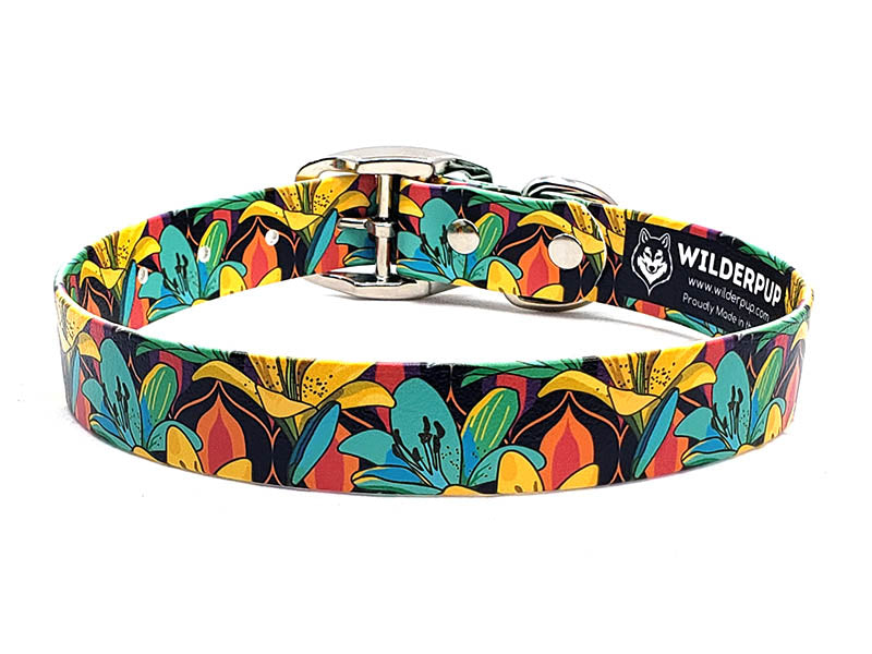 Retro Lilies No-Stink Waterproof Collar