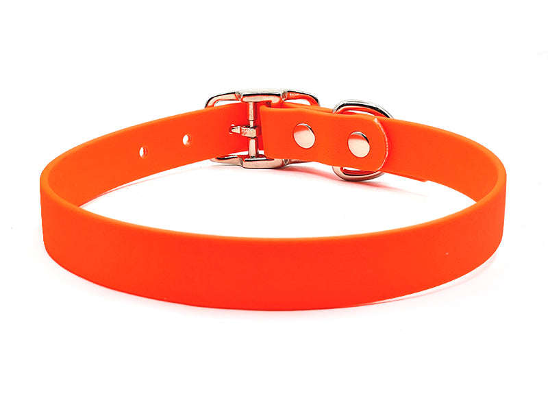 NEON ORANGE Biothane No-Stink Waterproof Collar