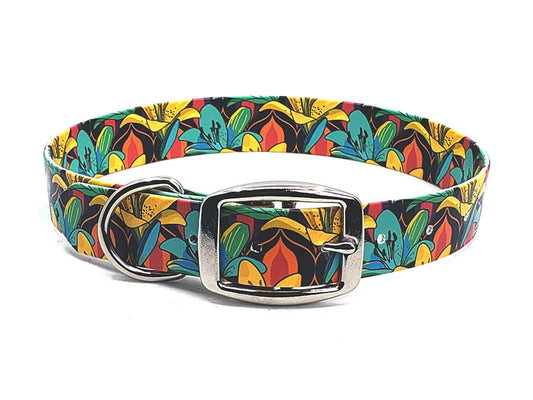 Retro Lilies No-Stink Waterproof Collar